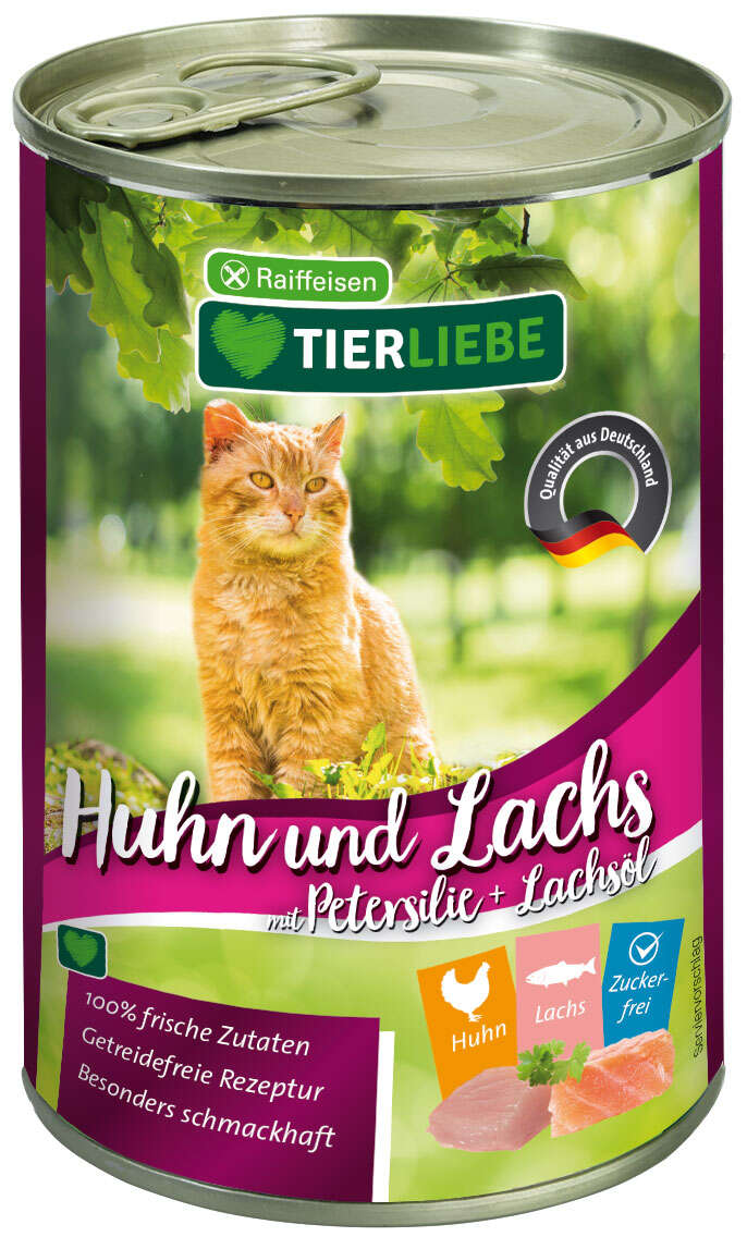 TIERLIEBE Katzen-Nassfutter Huhn und Lachs